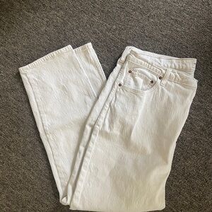 Abercrombie & Fitch ankle straight ultra high rise white denim jeans size 34